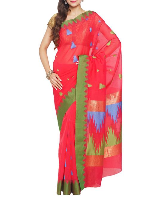 red woven saree - 14502278 - Very Small Image - 1