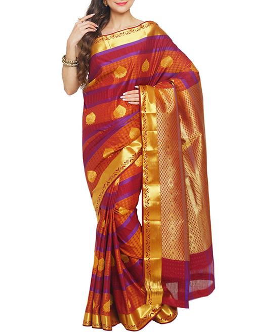 brown woven saree - 14502295 - Very Small Image - 1