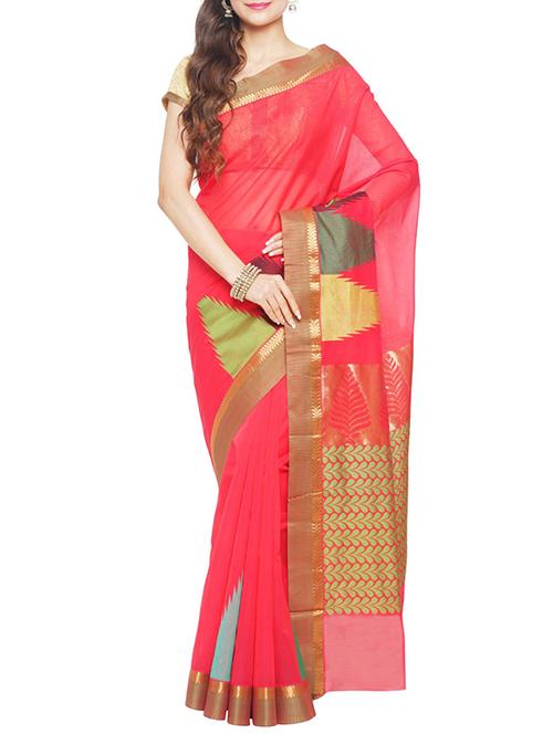 pink cotton woven saree - 14502297 - Very Small Image - 1