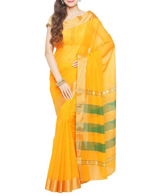 yellow handloom sare - 14502313 - Very Small Image - 1