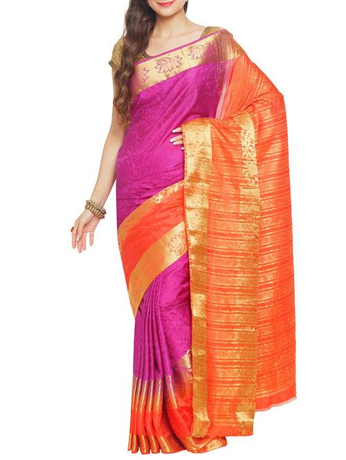 magenta tussar silk saree - 14502325 - Very Small Image - 1