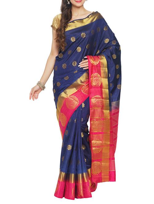 blue tussar silk saree - 14502344 - Very Small Image - 1