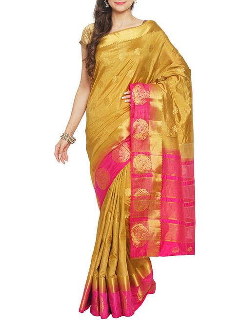 brown tussar silk saree - 14502346 - Very Small Image - 1
