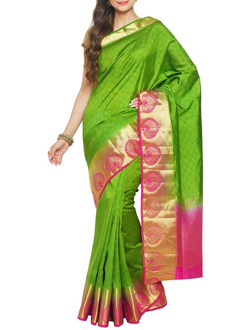 green tussar silk saree - 14502361 - Very Small Image - 1
