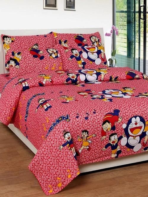 Zain Cotton Double Bedsheet With 2 Pillow Covers, Cartoon Design - 14502379 - Very Small Image - 1