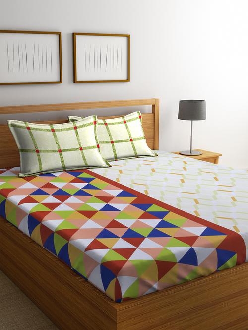 Pure Cotton 140 TC Double Bed sheet With 2 Pillow Covers - 14502423 - Very Small Image - 1