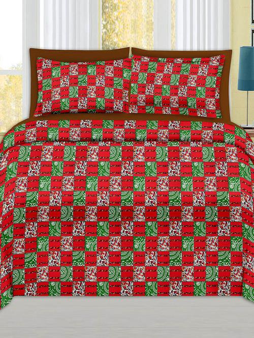 Cotton Printed Double Bedsheet with 2 Pillow Covers - 14502443 - Very Small Image - 1