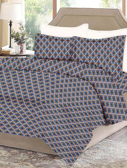 Cotton Printed Double Bedsheet with 2 Pillow Covers - 14502446 - Very Small Image - 1