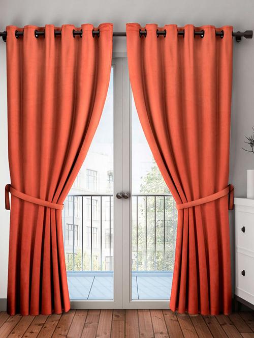 Rust solid premium blackout door curtain - 14502840 - Standard Image - 1