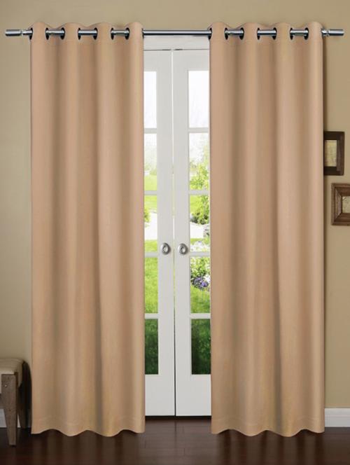 Beige solid premium blackout door curtains - 14502849 - Very Small Image - 1