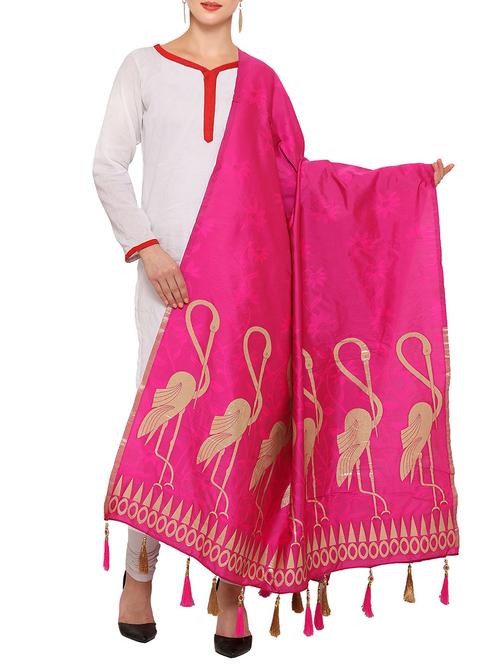 pink silk banarasi dupatta - 14502856 - Very Small Image - 1