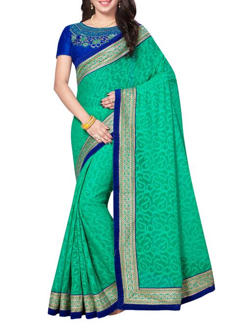 sea green embroidered saree - 14502929 - Very Small Image - 1