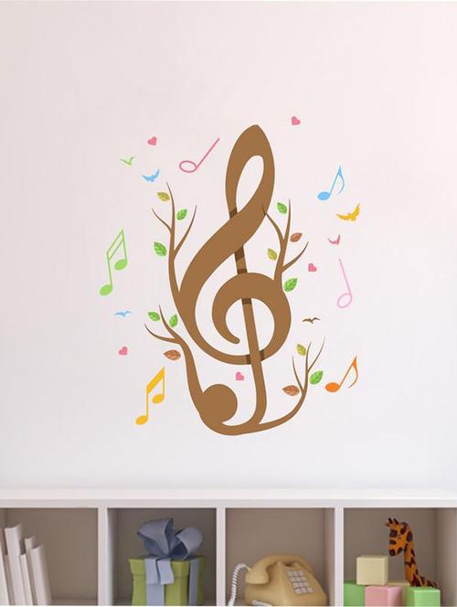 Creatick Studio Music Notes Birds & Hearts Wall Sticker Standard Size - 75Cm X 70Cm Color - Multicolor - 14503921 - Standard Image - 1
