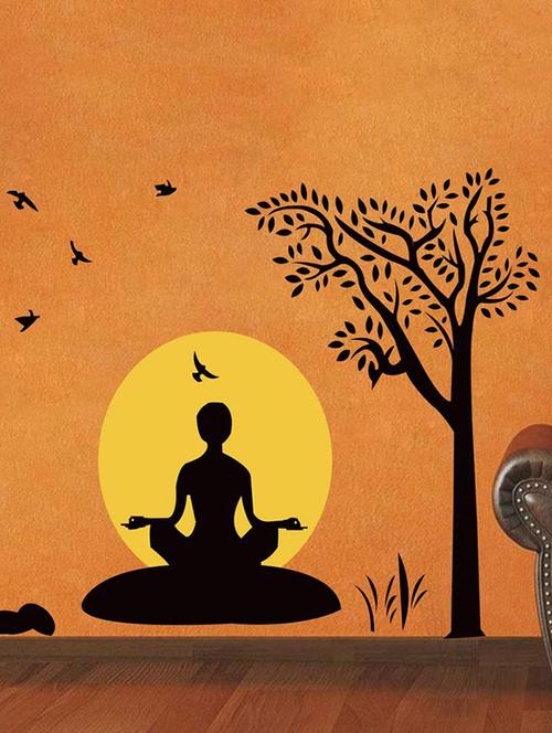Creatick Studio Meditating Under a Tree Wall Sticker Standard Size - 66 CM X 91 CM Color - Multicolor - 14503933 - Standard Image - 1