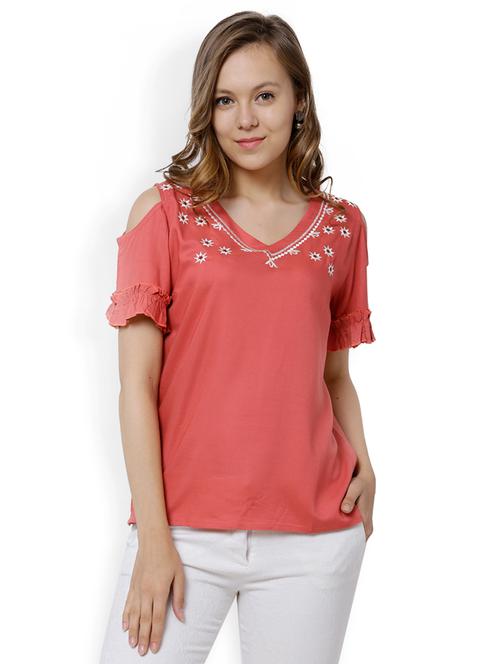 pink rayon regular top - 14504036 - Very Small Image - 1