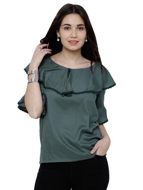 green rayon regular top - 14504041 - Very Small Image - 1