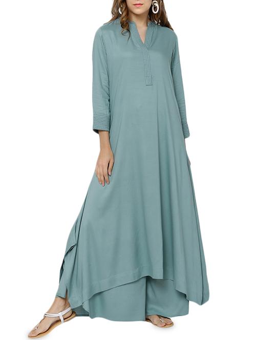 grey rayon fusion kurta - 14504065 - Very Small Image - 1