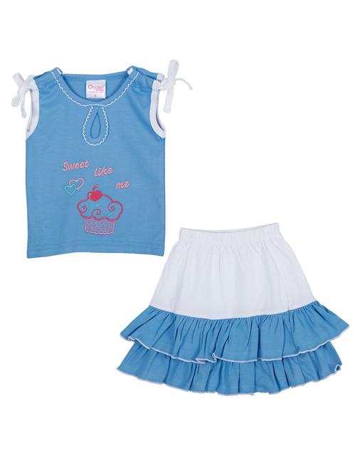 blue cotton skirt set - 14504330 - Very Small Image - 1