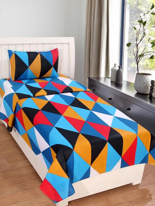 Geometric Print cotton single bedsheet - 14504426 - Very Small Image - 1