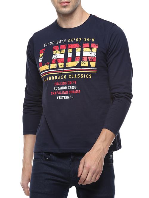 blue cotton chest print tshirt - 14504475 - Very Small Image - 1