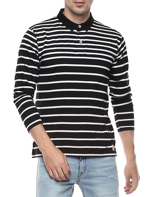 black cotton collared t-shirt - 14504498 - Standard Image - 1