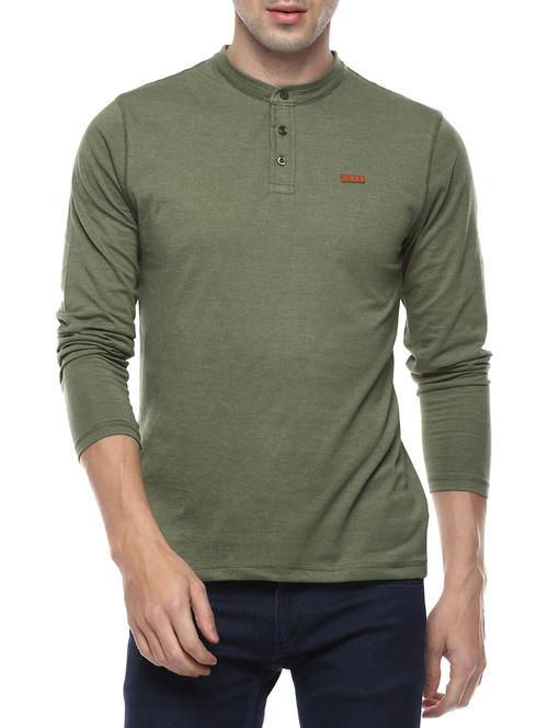 olive green cotton t-shirt - 14504536 - Standard Image - 1