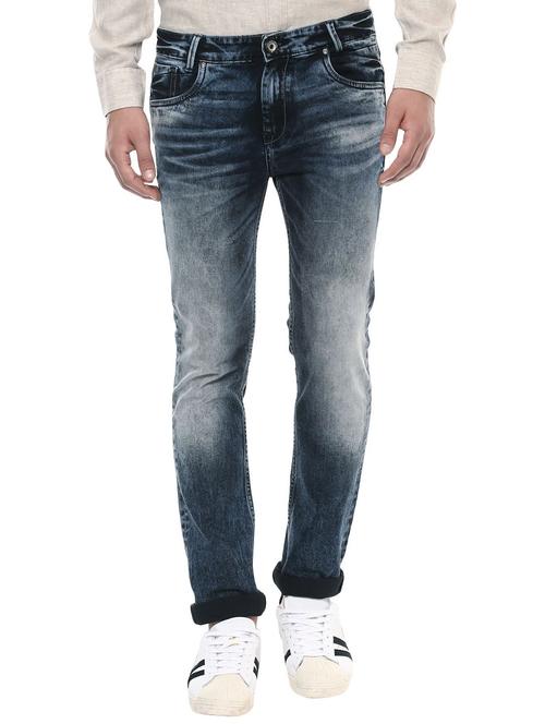 blue cotton washed jeans - 14504603 - Very Small Image - 1