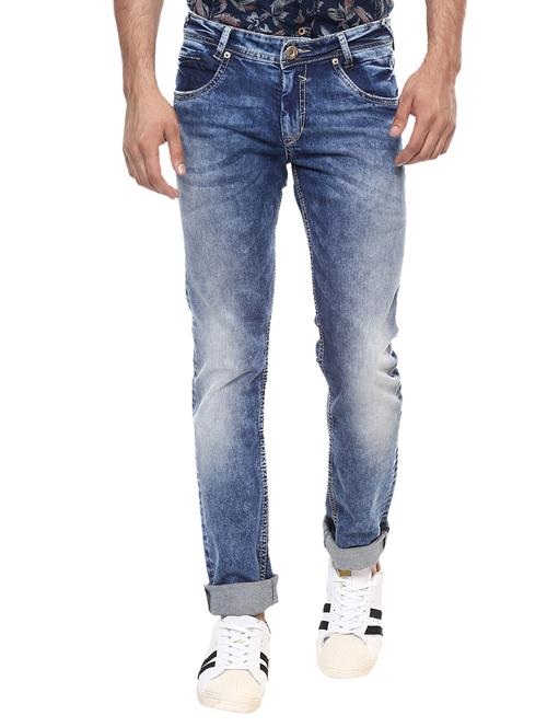 blue cotton washed jeans - 14504609 - Very Small Image - 1