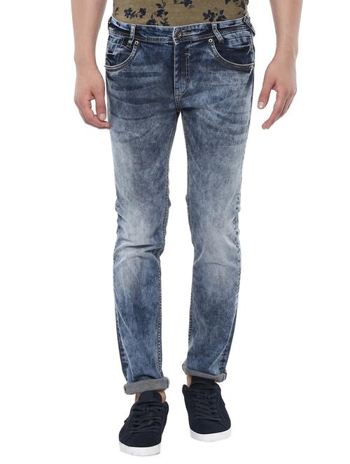 blue cotton washed jeans - 14504622 - Very Small Image - 1