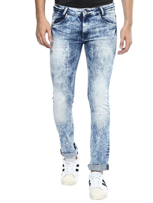 blue cotton washed jeans - 14504623 - Very Small Image - 1