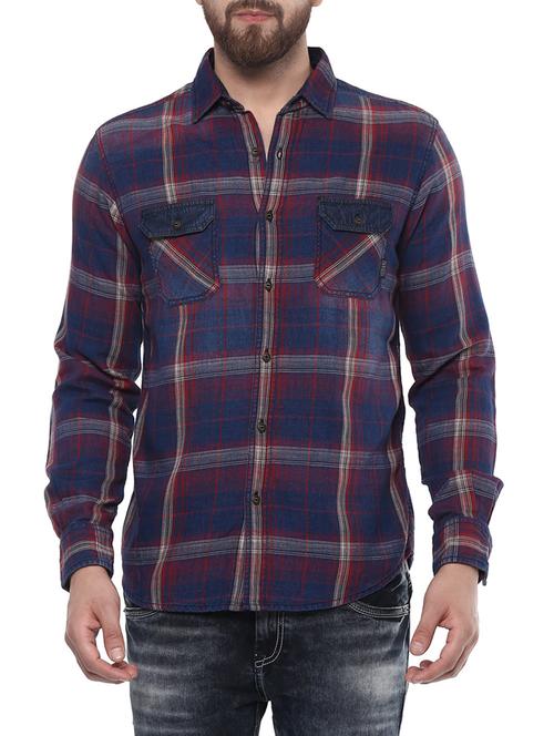 blue cotton casual shirt - 14504665 - Very Small Image - 1