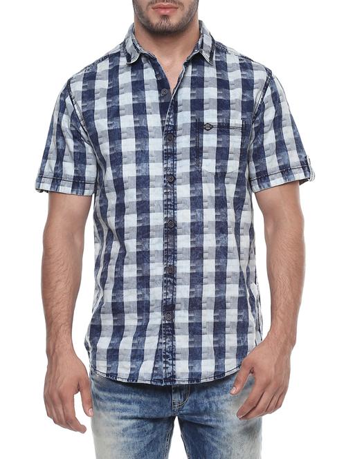 blue cotton casual shirt - 14504666 - Very Small Image - 1