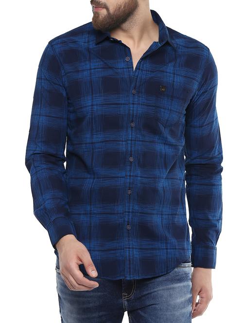 blue cotton casual shirt - 14504670 - Standard Image - 1