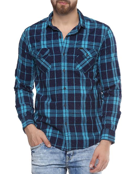 blue cotton casual shirt - 14504682 - Standard Image - 1