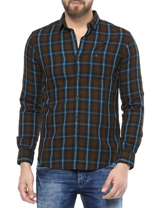 brown cotton casual shirt - 14504683 - Standard Image - 1