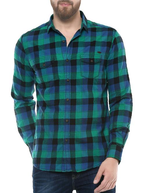 green cotton casual shirt - 14504688 - Standard Image - 1