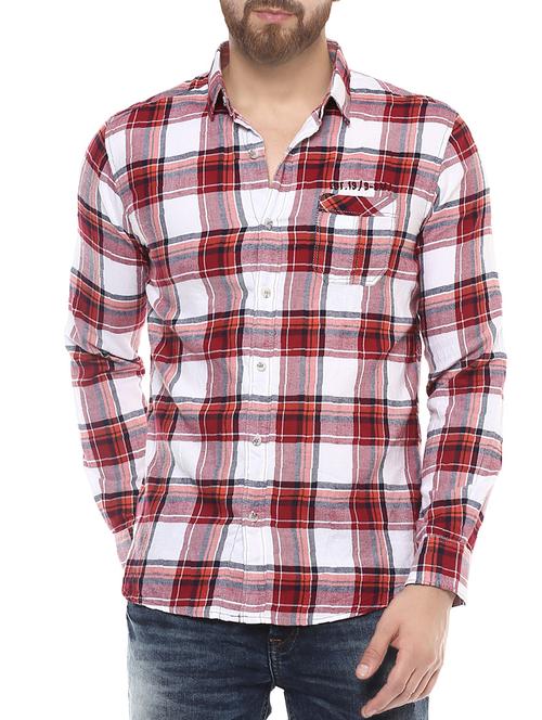 red cotton casual shirt - 14504700 - Standard Image - 1
