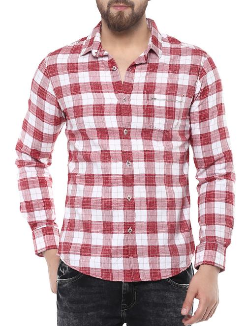 red cotton casual shirt - 14504712 - Standard Image - 1