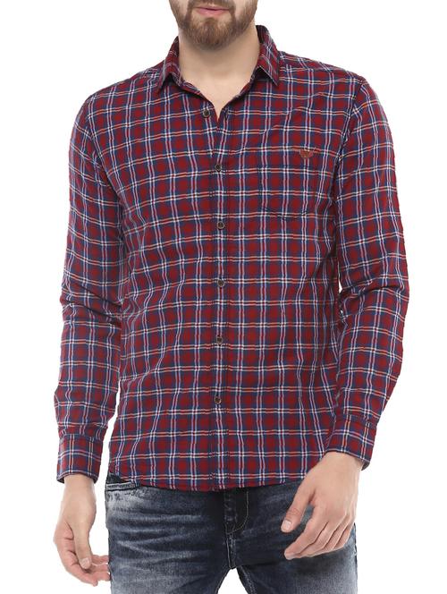 red cotton casual shirt - 14504717 - Standard Image - 1