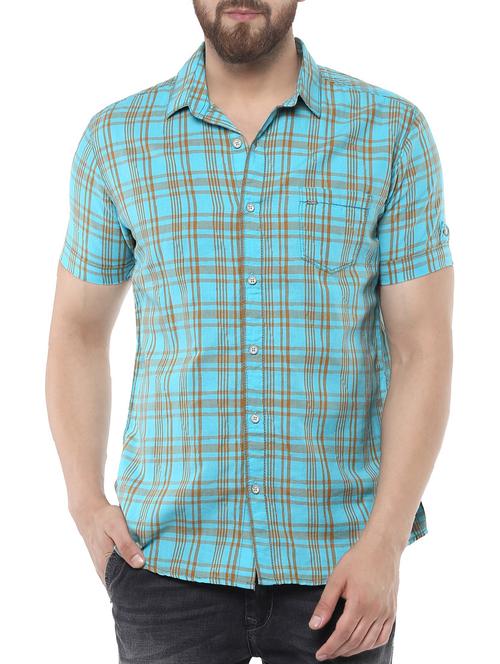 blue cotton casual shirt - 14504719 - Standard Image - 1
