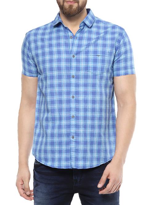 blue cotton casual shirt - 14504721 - Standard Image - 1