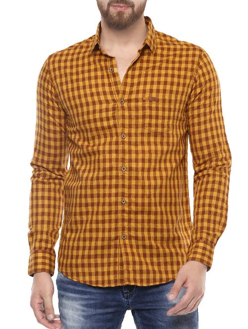 yellow cotton casual shirt - 14504730 - Standard Image - 1