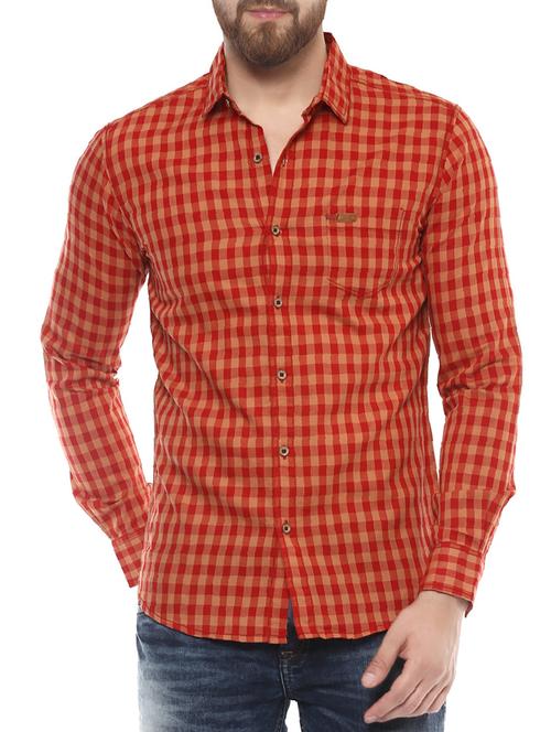 red cotton casual shirt - 14504731 - Standard Image - 1