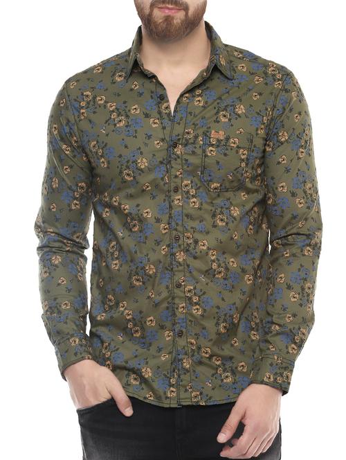 green cotton casual shirt - 14504756 - Standard Image - 1
