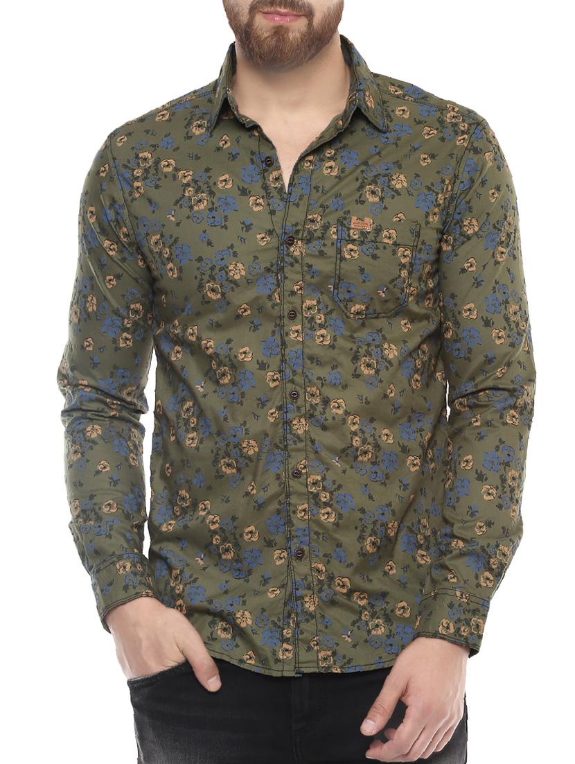green cotton casual shirt - 14504756 - Zoom Image - 1
