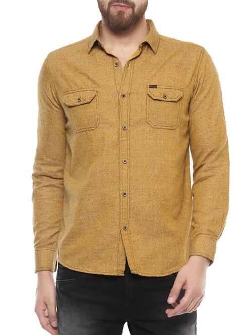 yellow cotton casual shirt - 14504777 - Standard Image - 1