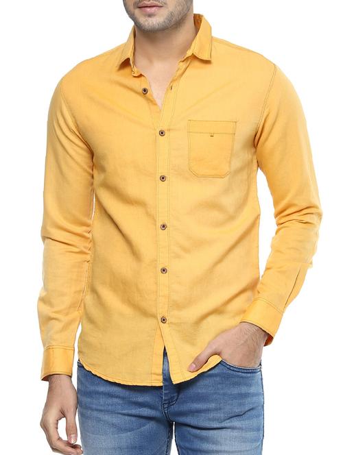 yellow cotton casual shirt - 14504783 - Standard Image - 1