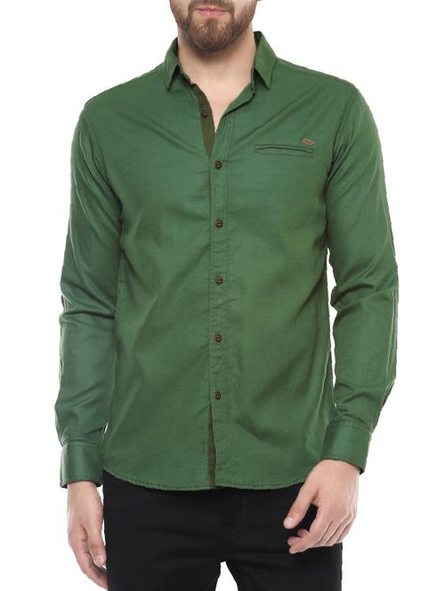 green cotton casual shirt - 14504861 - Standard Image - 1