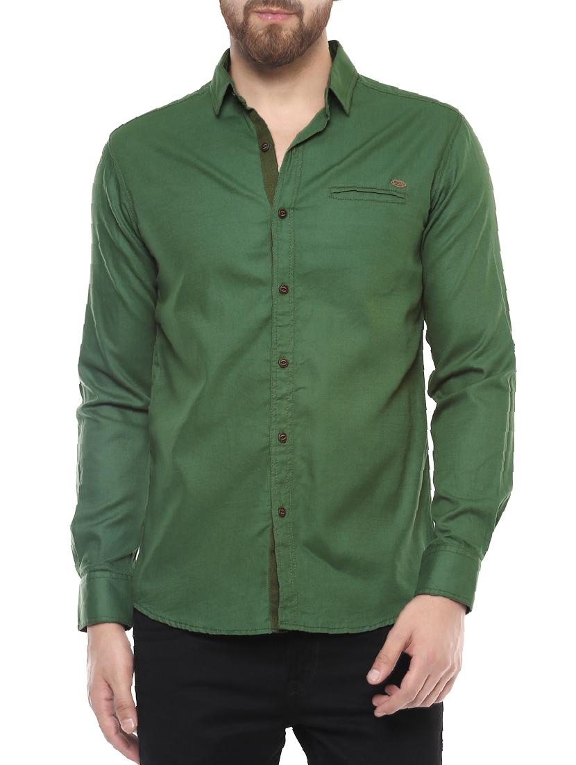 green cotton casual shirt - 14504861 - Zoom Image - 1