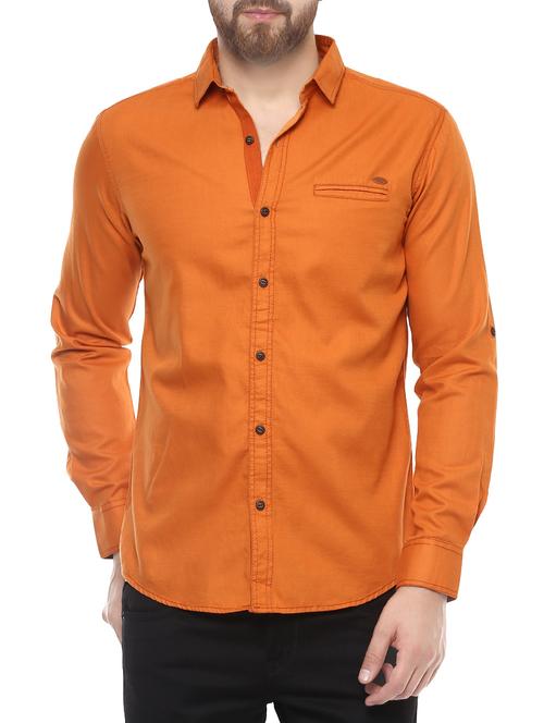 orange cotton casual shirt - 14504864 - Standard Image - 1